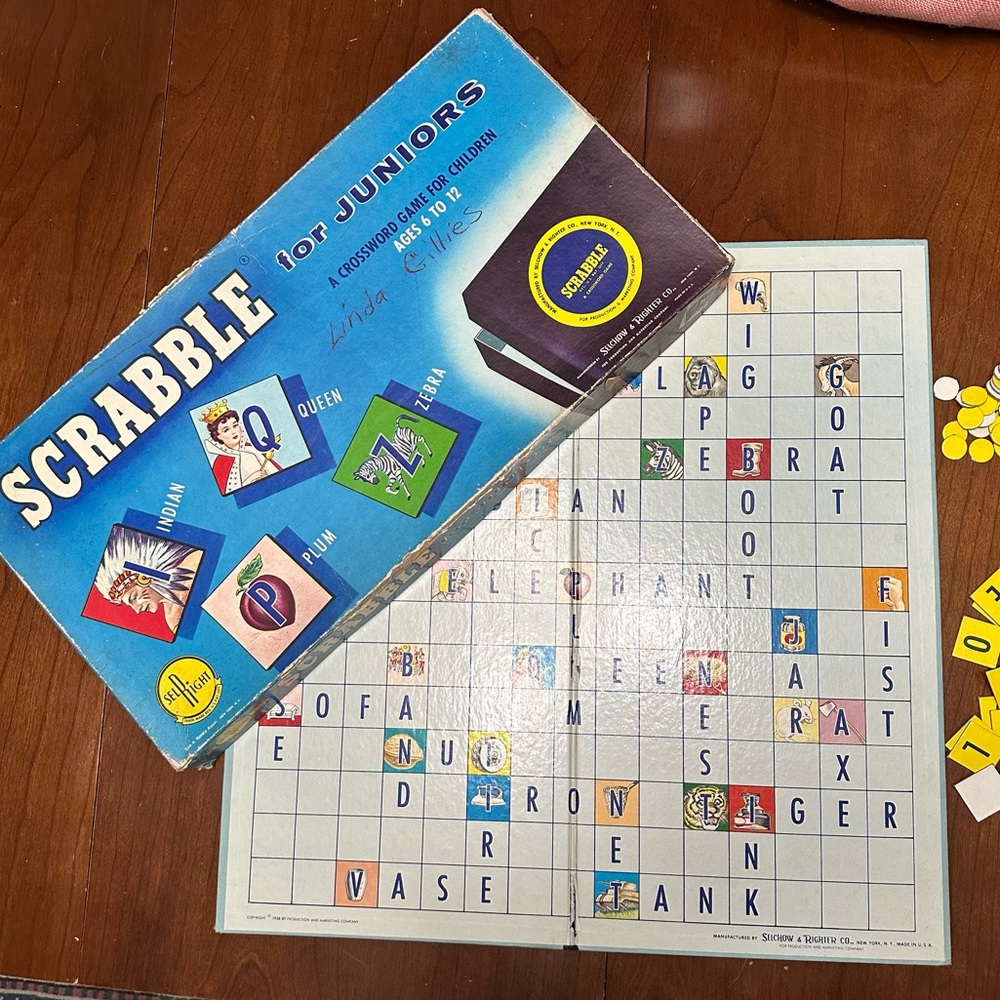 1958 Vintage Scrabble for Juniors Board Game by Selchow and Righter Company